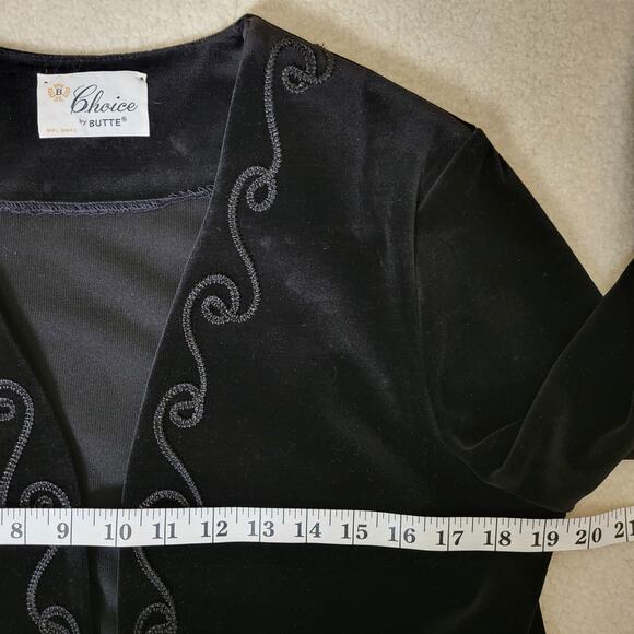 Vintage Choice By Butte Size 14 Velvet Velour Open Jacket Blazer USA Made Black - Picture 9 of 15